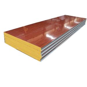 China High Quality Building Materials Fireproof Wooden Color Rock Wool Sandwich Panel factory