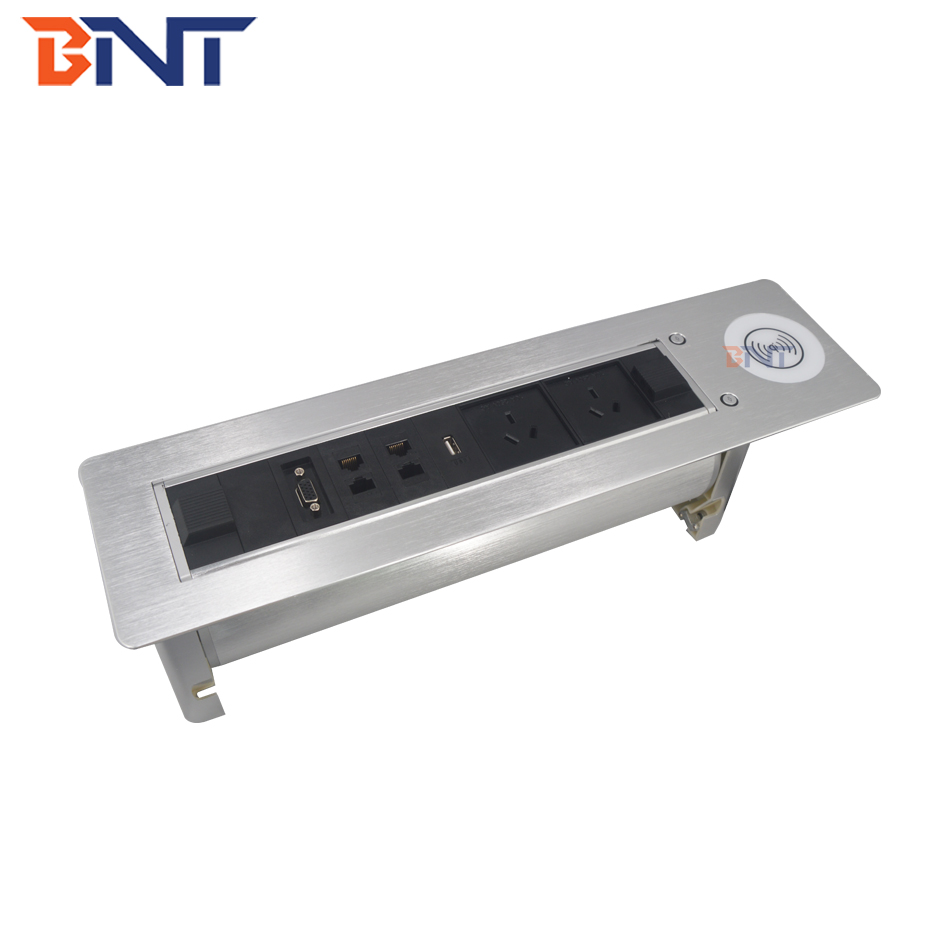 Office power data supply table top electric flip up wireless charger socket