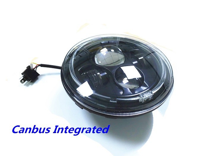 7 inch Round Jeep Wrangler LED Headlights With Halo Ring Angel Eyes 70Watt , with 3700 Lumens headlight for Jeep
