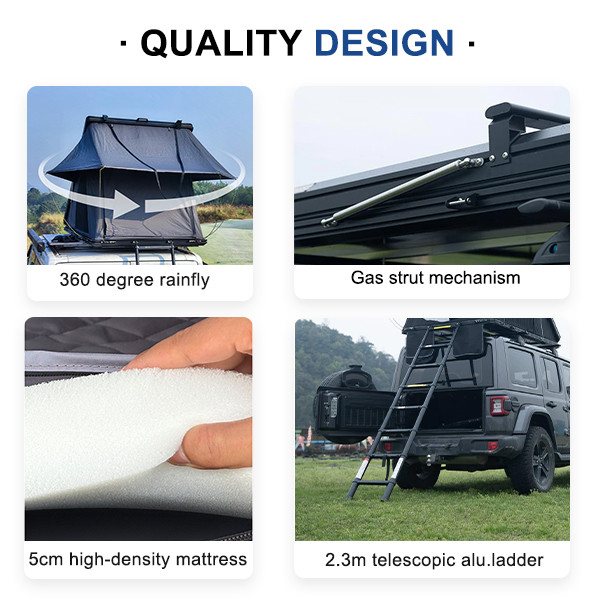 Convenient Camping Aluminum Waterproof Car Roof Top Tent Open Size 212x131x155cm Fits For Pickup