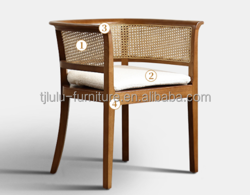 Home Furniture Morden Nordic Woven Cane Black Rarran Dinding Chair Wooden Chair Wicker for Hotel Dining Chairs Upholstered