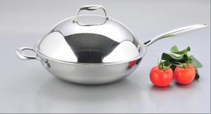 China 2Pcs 3-ply stainless steel cookware wok SHSW-1005 factory
