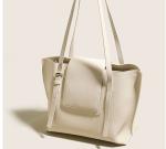 Armpit White Leather Tote Handbags BSCI Zip Top Tote Bag