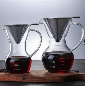 China Eco - Friendly Glass Pour Over Coffee Maker Carafe Coffee Dripper Brewer Pot With Borosilicate Glass factory
