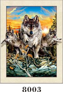 China Custom Wolf Painting 5D Images With PET 0.6MM+157g Coated Paper Material factory