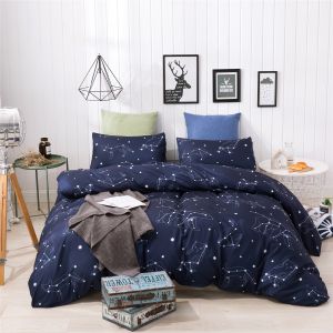 Constellation Printed Duvet Cover Pillowcase Bedding Set with Reactive Printed