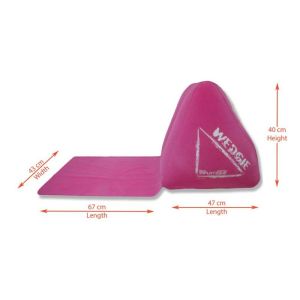 Inflatable wedge-shaped lounger cushion with a waterproof mat