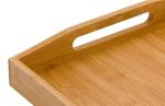 oversized wood bamboo food serving tray with handle and folding legs