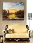 Classical Nature Oil Painting Landscape Sunset Landscape Painting With Stream