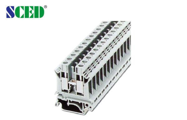 Easy Installation 16mm2 Din Rail Terminal Block 800v / 76A Brass 10mm Stripping