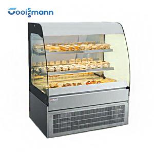 China Supermarket Cake Display Cooler Curved Front Glass Bakery Counter Cabinet Fridge factory