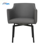 Modern Black Swivel Dining Chairs Customized With Metal Legs Dc-7528