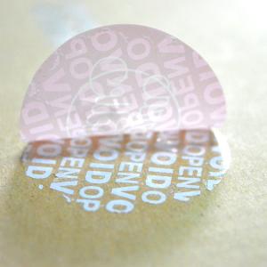 China Pink PET Evident VOID Labels Custom Size For Hairpiece Bag adhesive packing Sticker factory