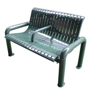 China Laser Cut Steel Park Outdoor Metal Benches With Backrest Armrest factory