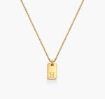 Baguette 18K Gold Filled Pendant Personal Handmade Brass Pendant Necklace