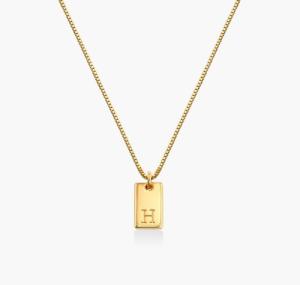 China Baguette 18K Gold Filled Pendant Personal Handmade Brass Pendant Necklace factory