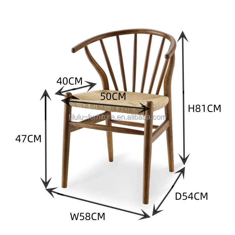 Solid Wood Woven Cord Restaurant Chair Nordic Design European Modern Dining Furntiure for Restaurant Seating