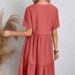2023 Summer European and American Female Skirt Loose Casual Short Sleeve Waist