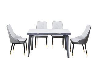 China Metal Inlaid Light Luxury Rock Slate Top Dining Table factory