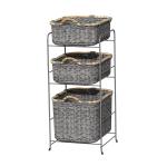 3 Tiers Free Standing Bathroom Storage Rack WOVEN BASKET IRON WIRE Organizer