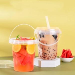 China Custom Logo Transparent PP Plastic Cups With Handle Lid Disposable factory