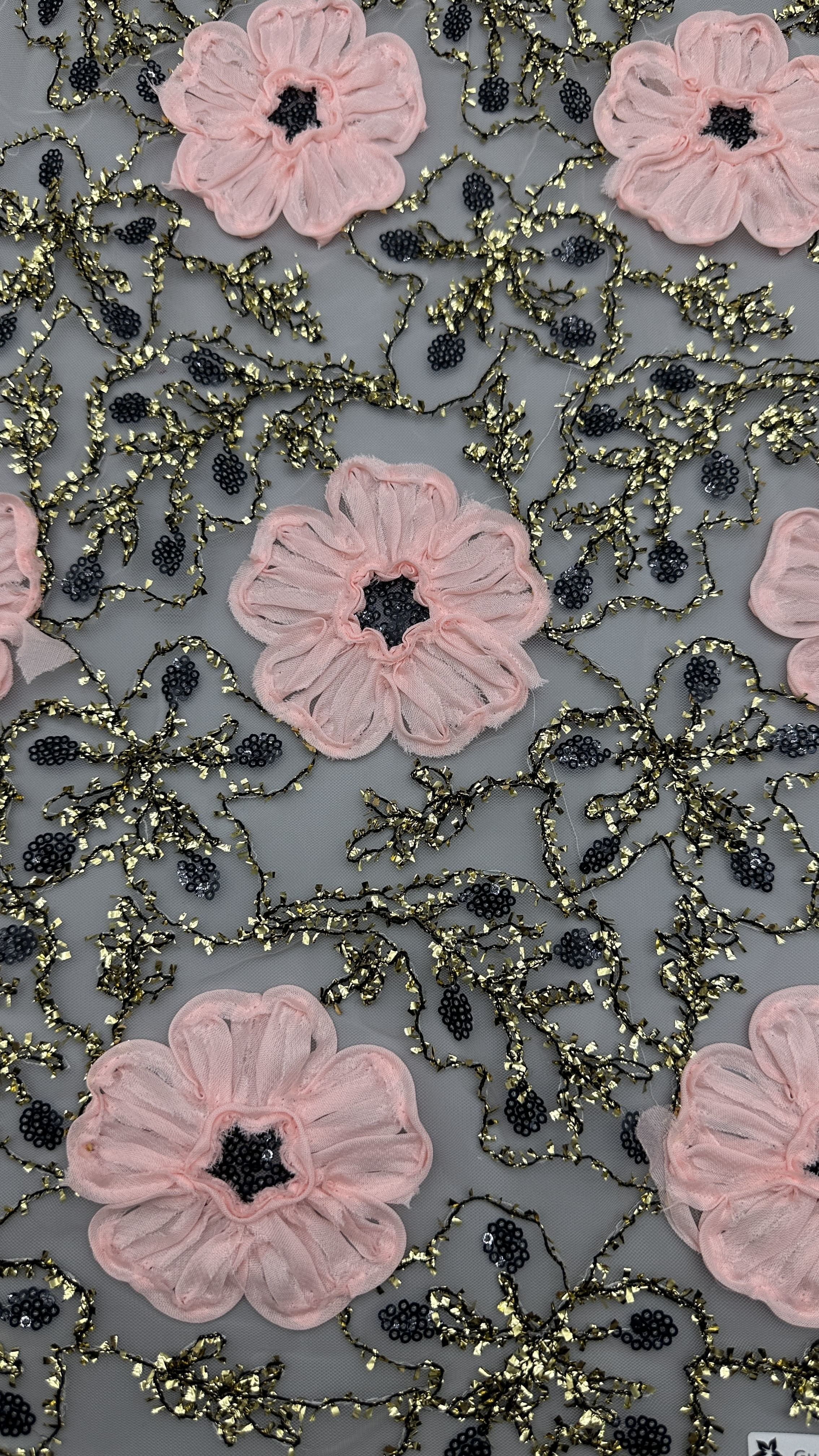 Leafy Corded Lace Fabric Sequin Embroidered High Quality Lace Elegent Embroidery Fabric