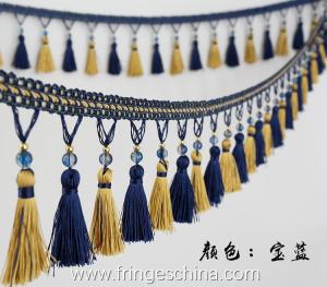 China Handmade fashionable chain beads lace tassels fringes for curtain/sofa/pillow/stage decoration factory
