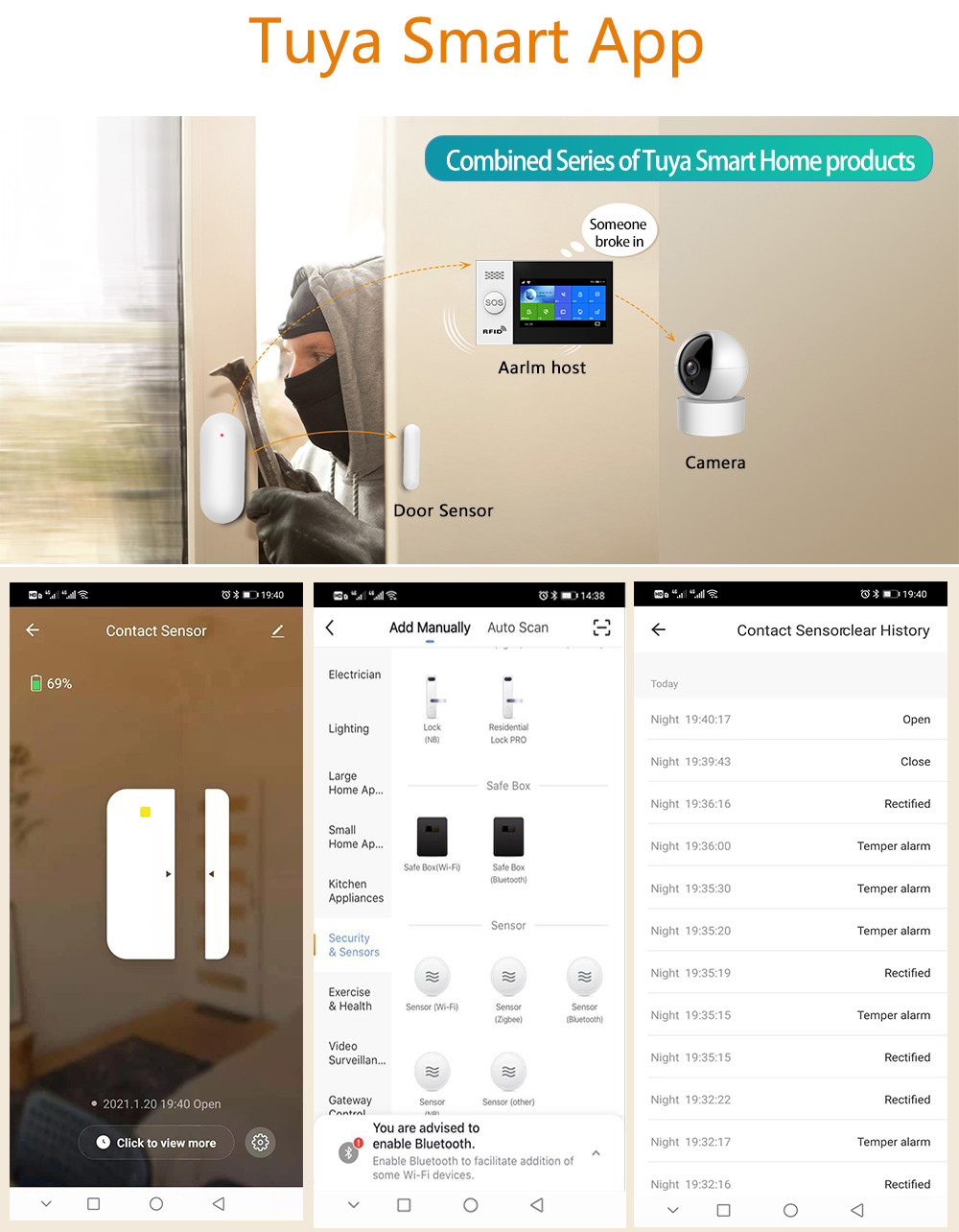 Tuya Smart App Notification Remote Control Wifi Magnetic Door Sensor