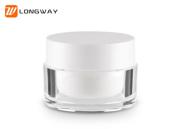50ml acrylic double layer cream jar Unbreakable White Airless Pump Bottle ,