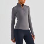 Half Zip Ladies Equestrian Shirt With Thumb Holes Brushed Inside Winter