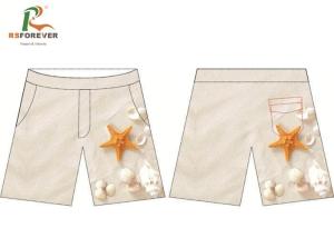 China Custom Made Yellowish White Board Shorts Plus Size With Pockets Eco - Friendly factory
