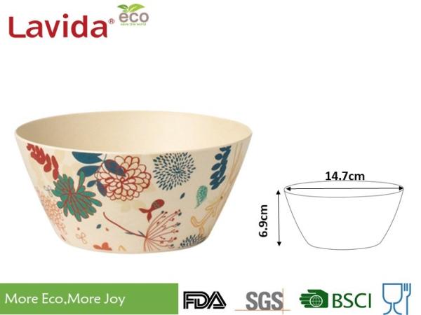 Christmas Pattern Natural Bamboo Fiber Bowls , Bamboo Salad Bowl For Home /