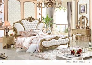 China white leather wood frame headboard bedroom bed factory