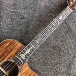 Custom All Solid KOA Wood Acoustic Electric Guitar Real Abalone Binding Ebony