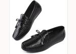 Casual Mens Leather Loafers Anti Skidding Moccasins Bow Tie Flat Shoes