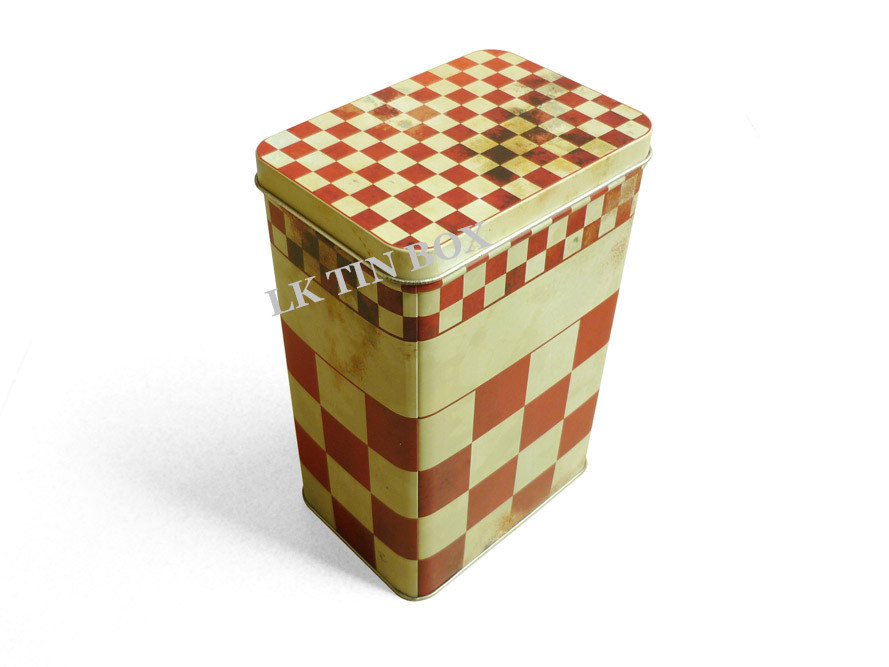 Wheat Flour Powder Rectangular Tin Box Storage With Metal Knob