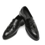 Italianate Sliding On BSCI Mens Leather Dress Shoes Blue With Padded Insoles