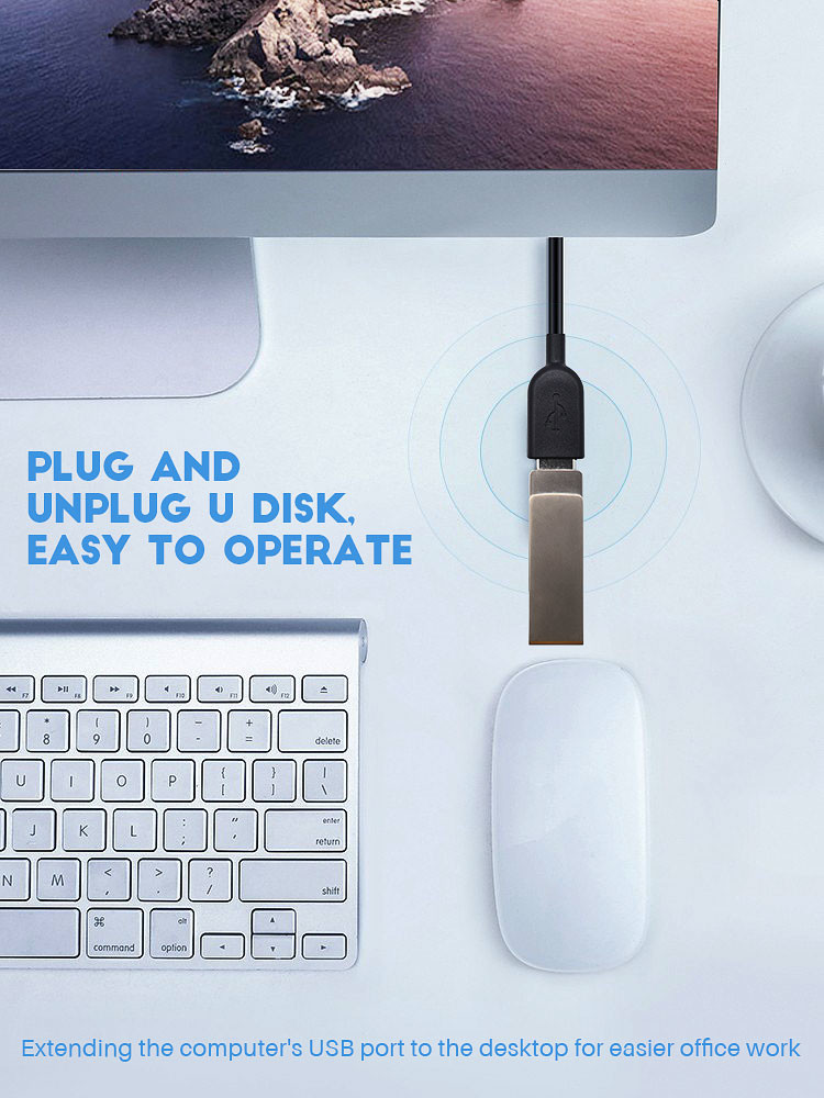 Corrosion Resistant 3m USB 2.0 Extension Cable 8000 Times Lifespan