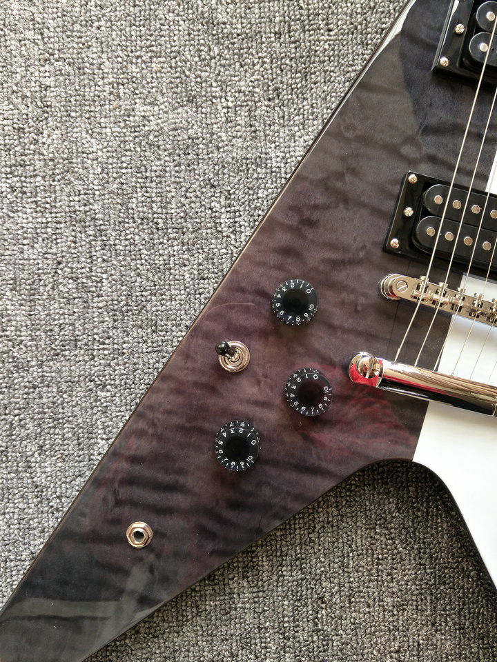 Flying-V 2018 electric guitar,left hand flying V guitar,ebony fingerboard high quality guitar
