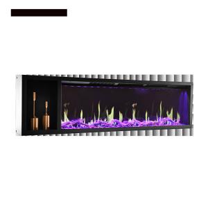 China 75inch Wood Mantel Fireplace Small Bevel Edge Simulation Charcoal LED Light factory