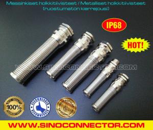 China Flexible Cable Gland Metric Nickel-Plated Brass Waterproof IP68 with Spiral Anti-Bending Protector factory