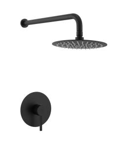 China Wall Mount 2CM Pipe Black Shower Faucet Set Hotel Bathroom Use factory