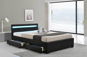 China LED Upholstered Bed Has Led Lights To Help You Sleep And Contains Four Storage Drawers factory
