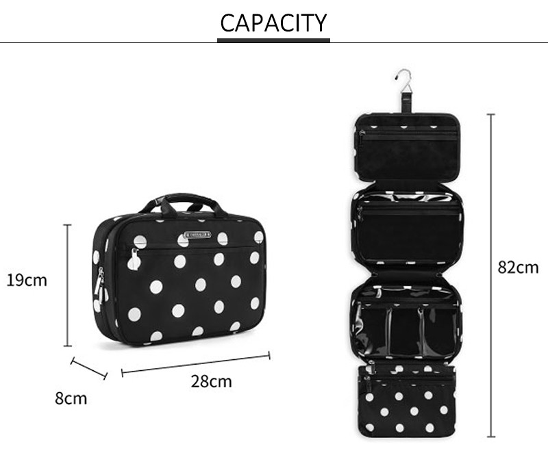 Wave Point Print Polyester Travel Toiletry Bag
