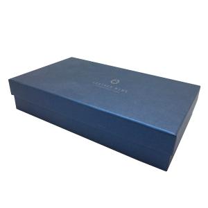 China Luxury texture paper navy blue color silver foil stamping logo shirt packaging boxes factory