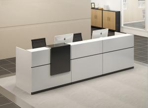 China Anti Scrape E1 Panel Decorative Office Furniture MDF Modern Front Desk factory