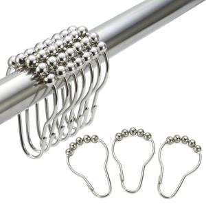 China 12 Sets Shower Curtain Rings Stainless Steel Rustproof Metal Hooks For Bathroom factory