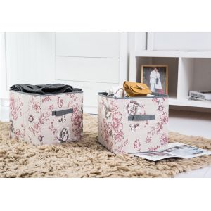 China Retro Flower Printing 11.8 Fabric Cube Storage Bin on sale