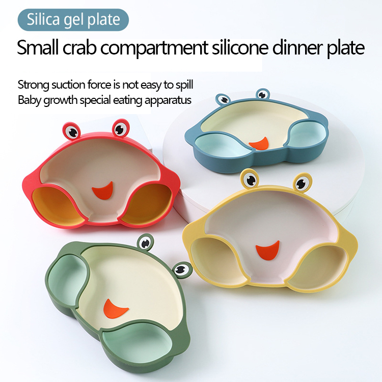 Food Feeding Silicone Baby Tray Crab Shape Suction Placemat Plate Eco Friendly