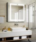 Space Saving Aluminum Mirror Cabinet High Definition Compact Light Up Bathroom